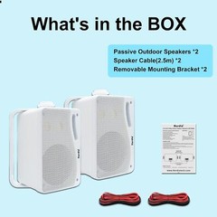 2*Herdio Marine 3.5 Inches Outdoor Speakers Wired 200W 3 Way Wall Mount Speakers