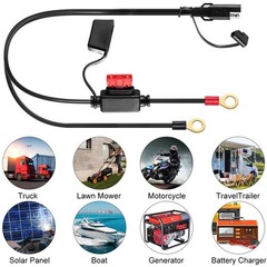2PCS SAE Extension Cable 2FT 10AWG Battery Connector Ring Terminal Harness Acce