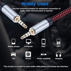 Male to Male Audio Cable 6Ft, 90 Degree TRRS 3.5Mm 4 Pole Nylon Braided Stereo A