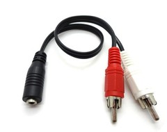 3.5mm Stereo Female Mini Jack to 2 Male RCA to Headphone Plug Adapter Y-Cable