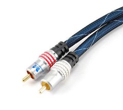 5ft Premium 2-RCA to 2-RCA M/M Audio Cable w/ Blue Mesh Jacket, Manhattan 317542