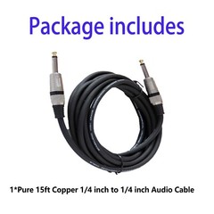 15ft Instrument Guitar Audio Speaker Cable 6.35mm 1/4″ to 1/4″ Mono Male Cord