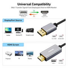 Benfei 4K DisplayPort to HDMI Cable 6FT Braided Cord DP to HDMI PC TV gold