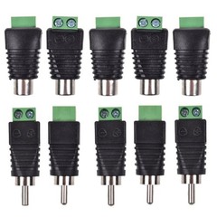 10-Pack Phono RCA Male and Female Plug to AV Screw Terminal Audio/Video Connecto