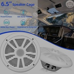 Max 800W 6.5 Inch Marine Speakers – 2 Way Waterproof UV Weather Resistant