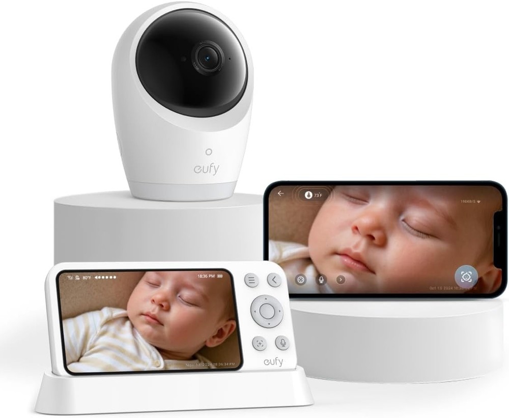 eufy Security Baby Monitor E21 with 4K UHD Camera, 5” 720p Display 8X Zoom 24/7