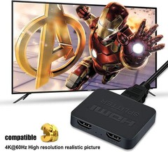 4K@60Hz HDMI Splitter 1 in 2 Out, HDMI Splitter for dual Monitors Duplicate only