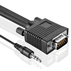 50′ FT SVGA Super VGA M Male to Male Cable with 3.5mm Audio for Monitor TV 50FT