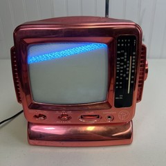 Pacific Technolgy Reddish Pink Mini Black And White TV/Radio W/Antenna