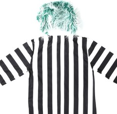 Beetlejuice Adult Mens Black White Striped Hooded Pajama Costume Halloween NWT