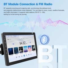 10.1″ Rotatable Touch Screen Car Stereo Single Din – Android 10.1-inch, black