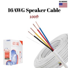 16AWG Speaker Cable 100ft CL2 In Wall 16/4 Gauge 4 Conductor Bulk Audio Wire New