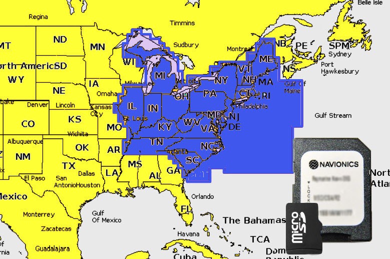 2025 Navionics+ Plus microSD+SD Chart Card Maps U.S. East Lakes,Rivers,Coastals