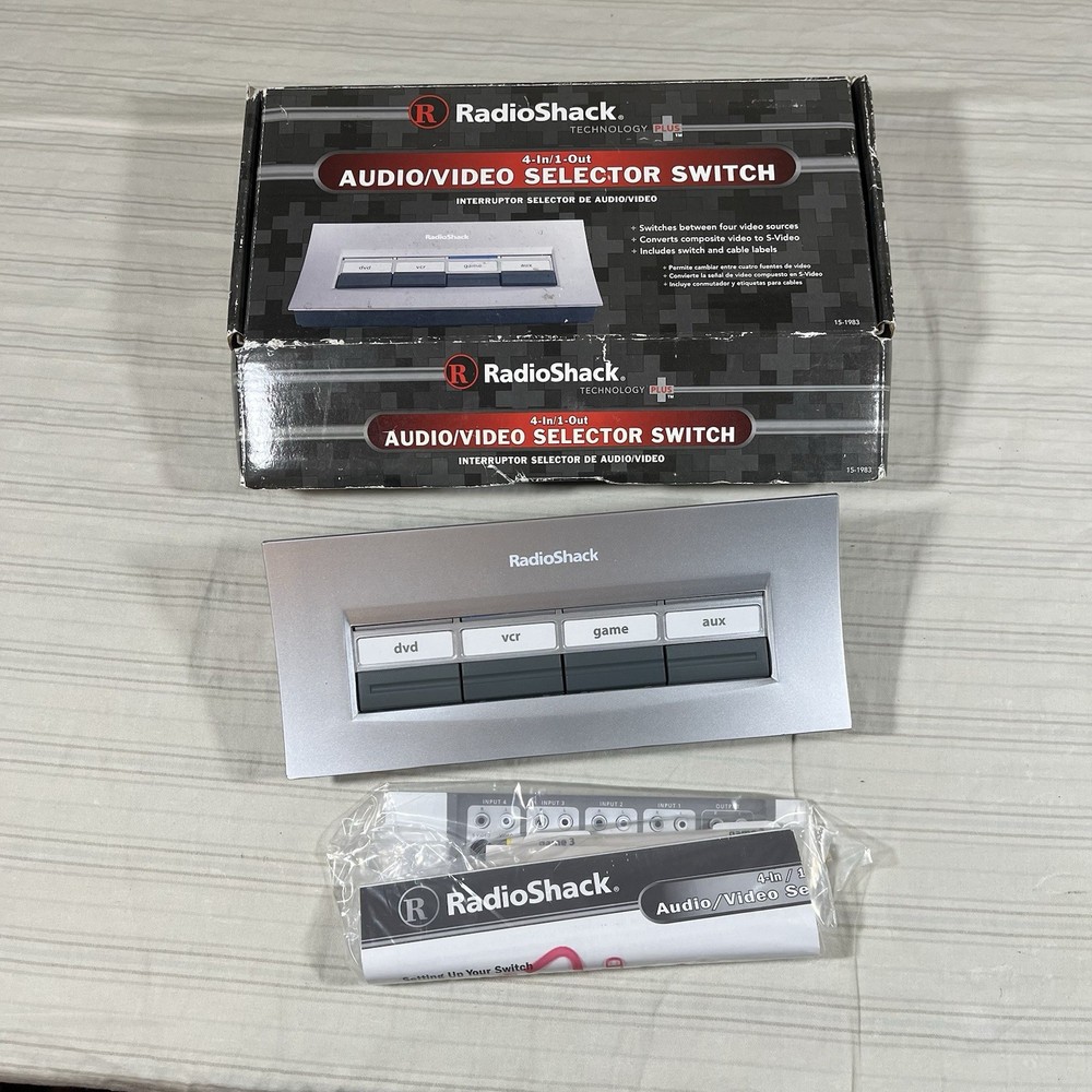 RadioShack 4-Way Audio/Video Selector Switch Cat No 15-1983 Vintage K1