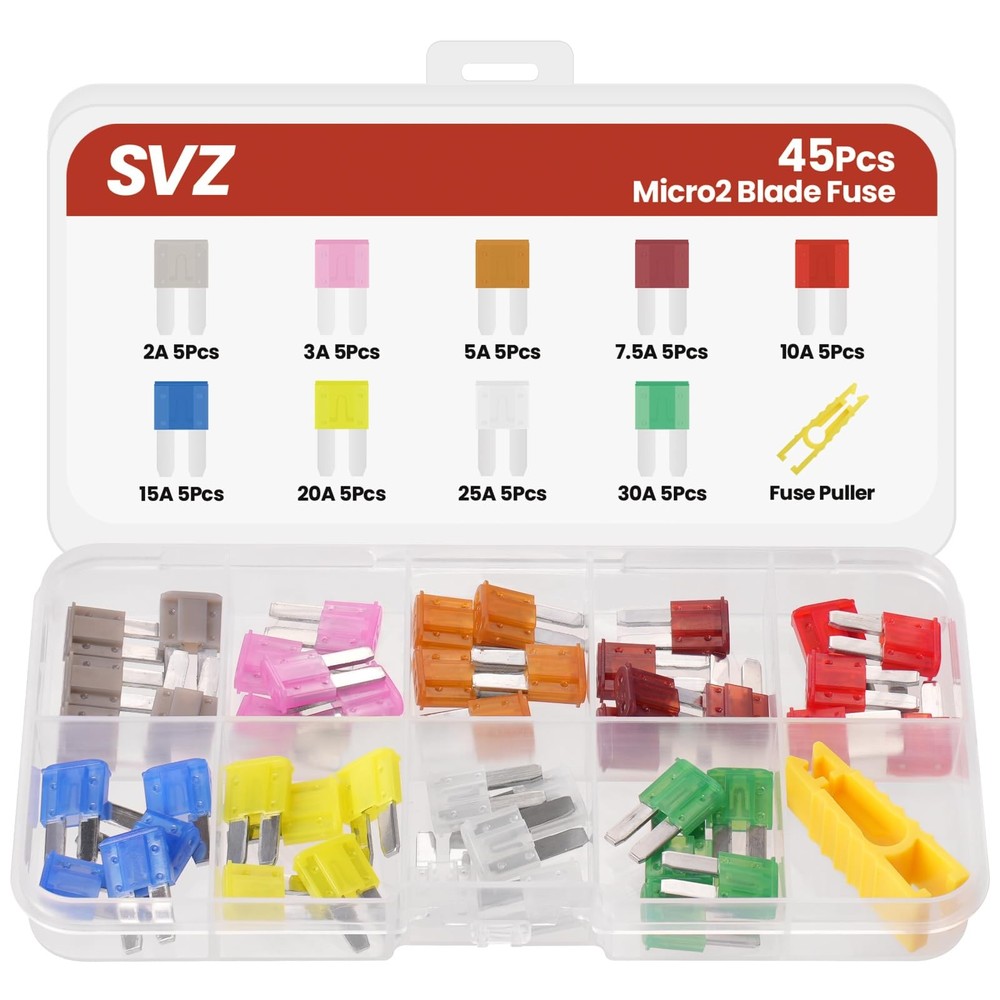 45Pcs Micro2 Automotive Blade Fuses 32V Assortment Kit 2A 3A 5A 30A
