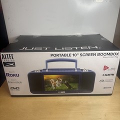 Altec Lansing Portable 10” Screen Media Boombox Roku CD/DVD Gaming Bluetooth BLU