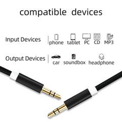 3.5MM MALE TO MALE STEREO AUDIO AUX CABLE AUXILIARY CORD FOR PC IPOD CAR PHONE