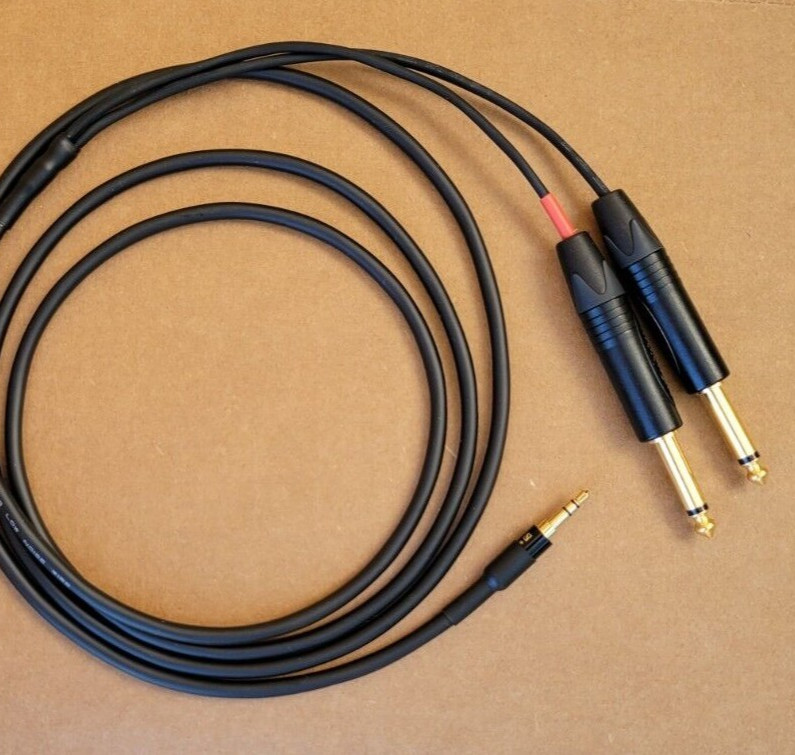 1’FT-25FT Mogami 2534 cable Aux Audio 3.5mm Stereo Male to Neutrik Dual 1/4 L-R