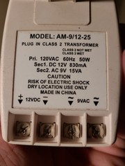 DC 12V 830ma AC 9v 15va Camera Power Wall Supply CCTV Dual Voltage Transformer