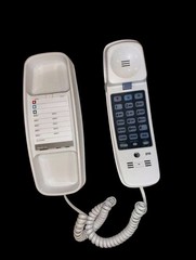 AT&T Trimline Corded Telephone White Lighted Keypad Redial Memory Wall NIB