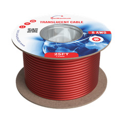 25FT Speaker/Power/Auto Cable 8AWG Stranded CCA, Translucent Red/Black/Blue Lot