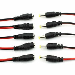 100PCS 2.1mm x 5.5mm DC Power Pigtail Barrel Plug Connector Cable 18AWG 12V 5A
