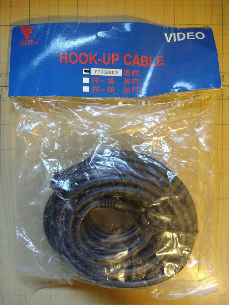 VANCO 25 Ft Coaxial Cable RG6/U 75 Ohm RG6 Satellite TV HD Antenna Dish COAX F