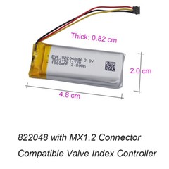 3.8V 1000mAh 3.8Wh Li Lipo Battery 822048 MX1.2 3Pin For Valve Index Controller