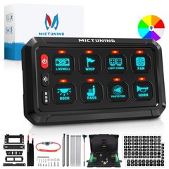 RGB 8 Gang Switch Panel, Circuit Control Relay System Box for Truck Offroad Boat