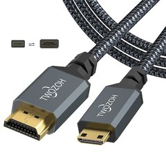 Long Mini HDMI to HDMI Cable 15FT Braided High-Speed 3D 4K for Cameras & TVs