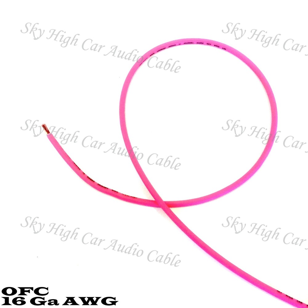 OFC 100 ft 16 Ga AWG Copper Primary Remote Wire PINK Sky High Car Audio Lead