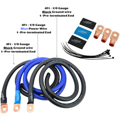 Sky High Car Audio E-Series 1/0 Big 3 Upgrade BLUE/BLACK Electrical Wiring Kit