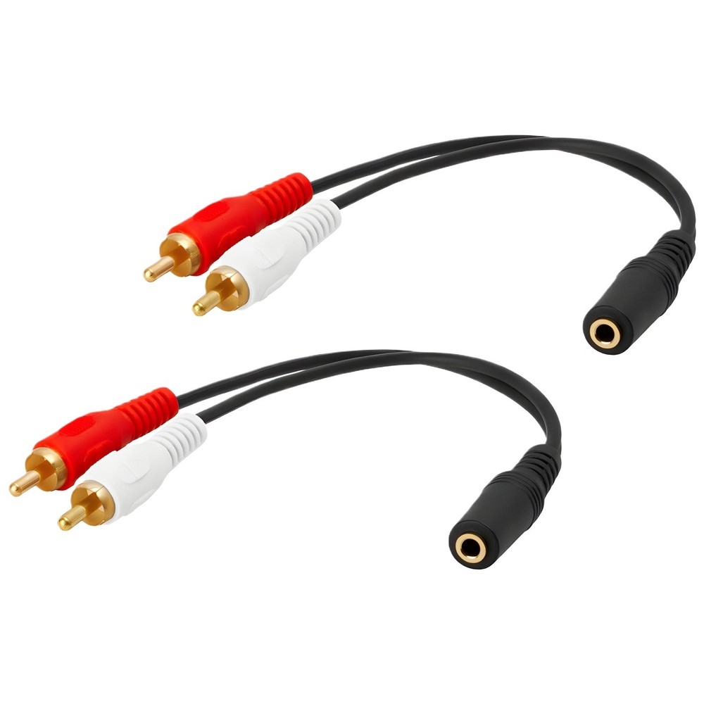 2 Pack 3.5mm Audio to 2 RCA Cable 1/8″ Stereo Female to 2RCA Male Y Splitter Aux