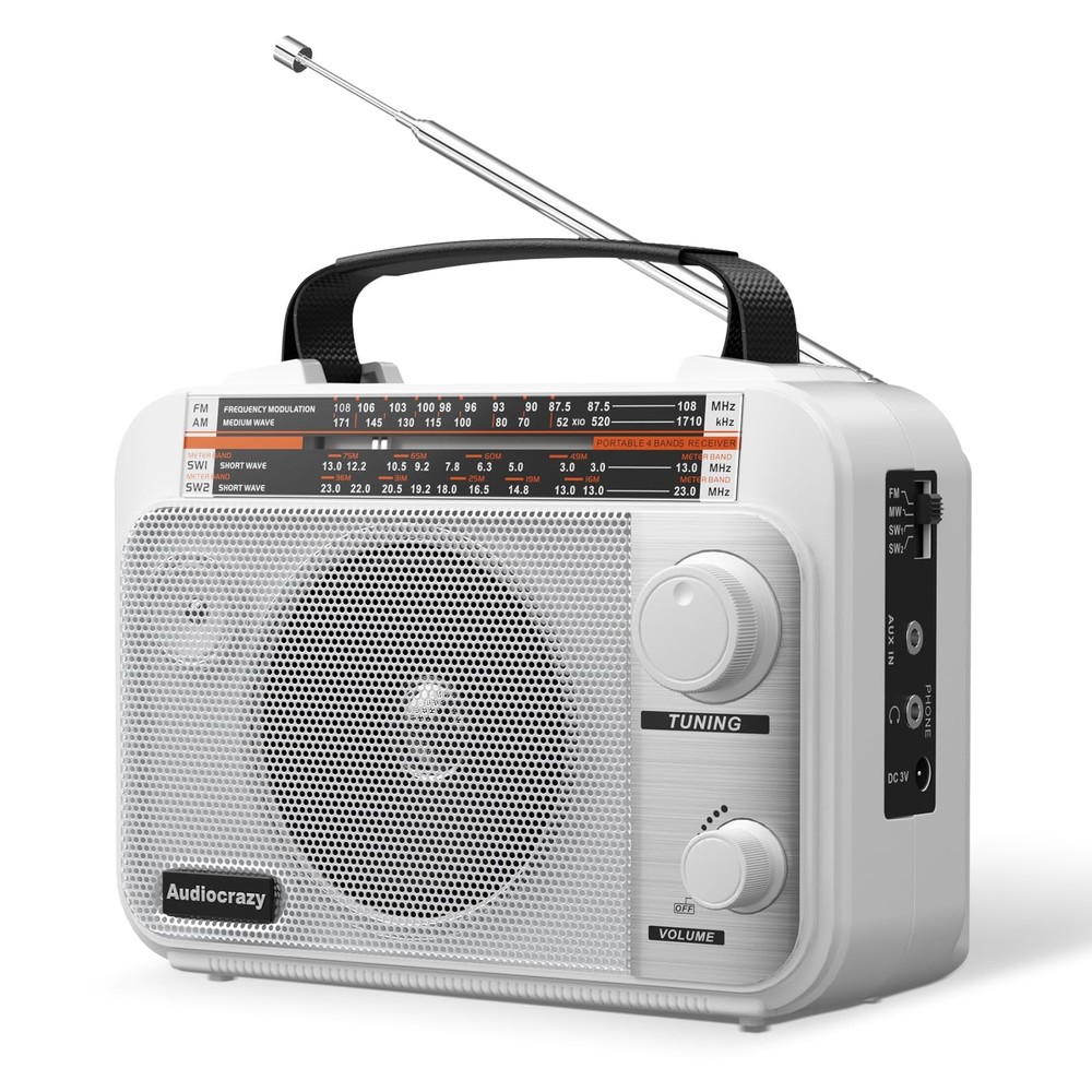AM/FM/SW1-2 Radio Shortwave Transistor Radio AC or Battery Operated with Best…