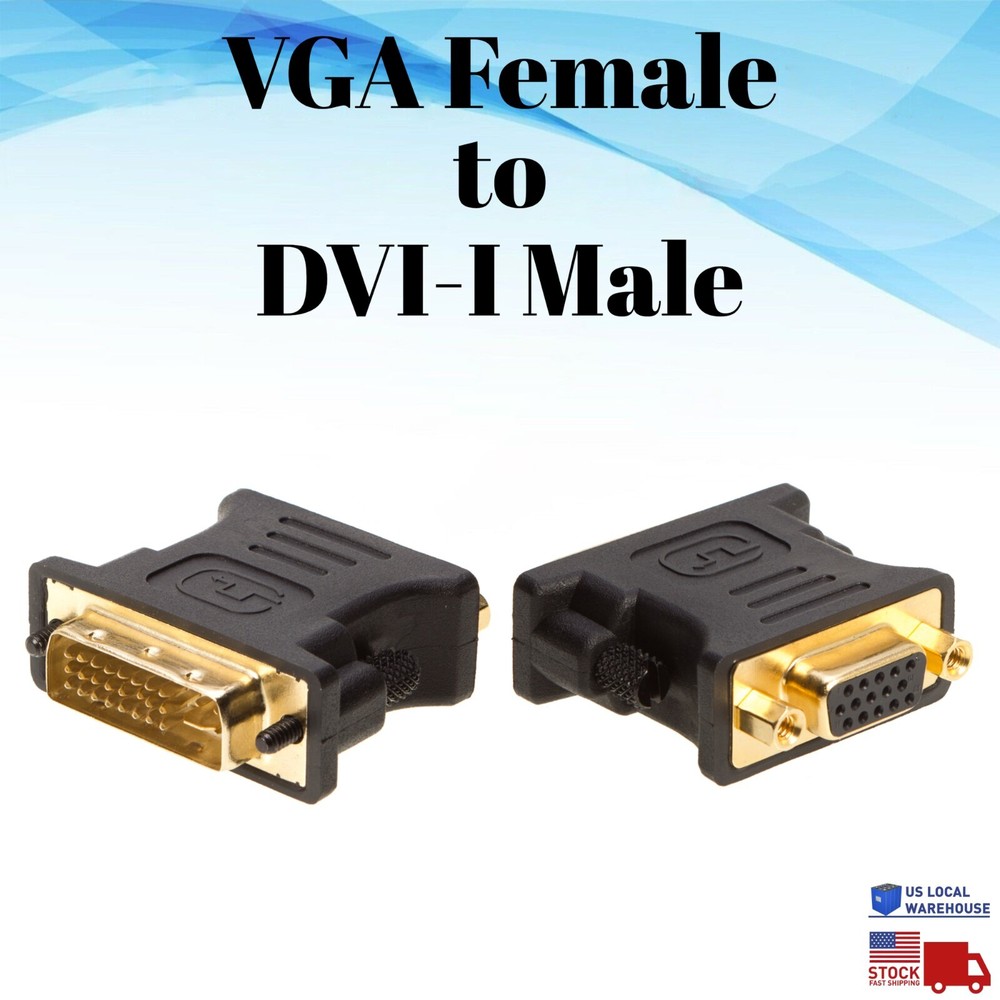 VGA (15-pin) Female to DVI-I Analog (24+5) Male Adapter Dual Link Connector Lot
