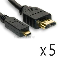 5 Pack Lot 3ft Micro HDMI Cable Male Converter 4K GoPro HERO 9 8 7 6 5 4 Black