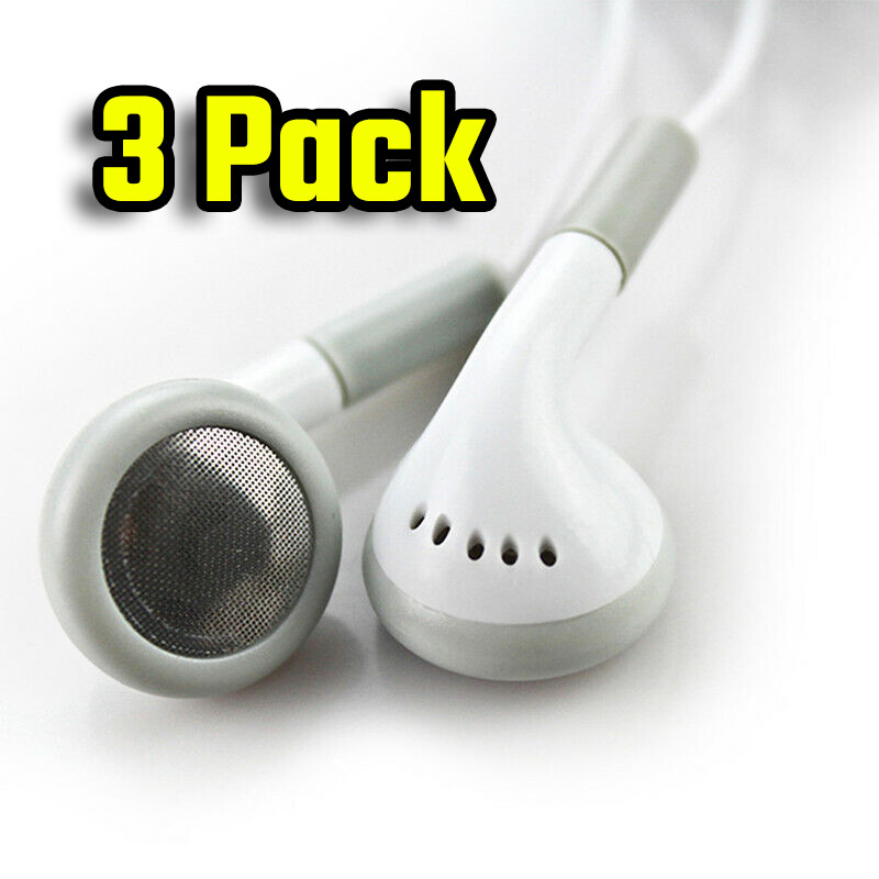 Pack of 3 Long 6′ Cable – 3.5mm White In-Ear Earbuds