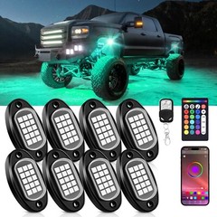 RGB/Pure White LED Rock Lights Kit, 8/12 Pods Car/Truck Underbody Underglow Kit