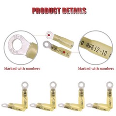 10-100x Waterproof Crimp Wire Connectors Heat Shrink Ring Terminals 12-10 AWG