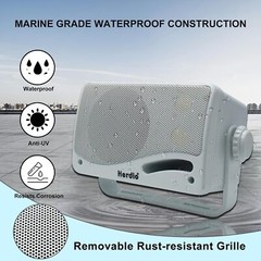 2*Herdio Marine 3.5 Inches Outdoor Speakers Wired 200W 3 Way Wall Mount Speakers