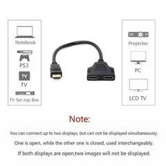 HDMI Splitter Cable 1 Male to 2 Female Adapter 1080P 4K TV Monitor