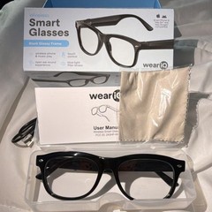 weariQ Wireless Smart Glasses Black Glossy Frame Touch Control Open Ear Sound
