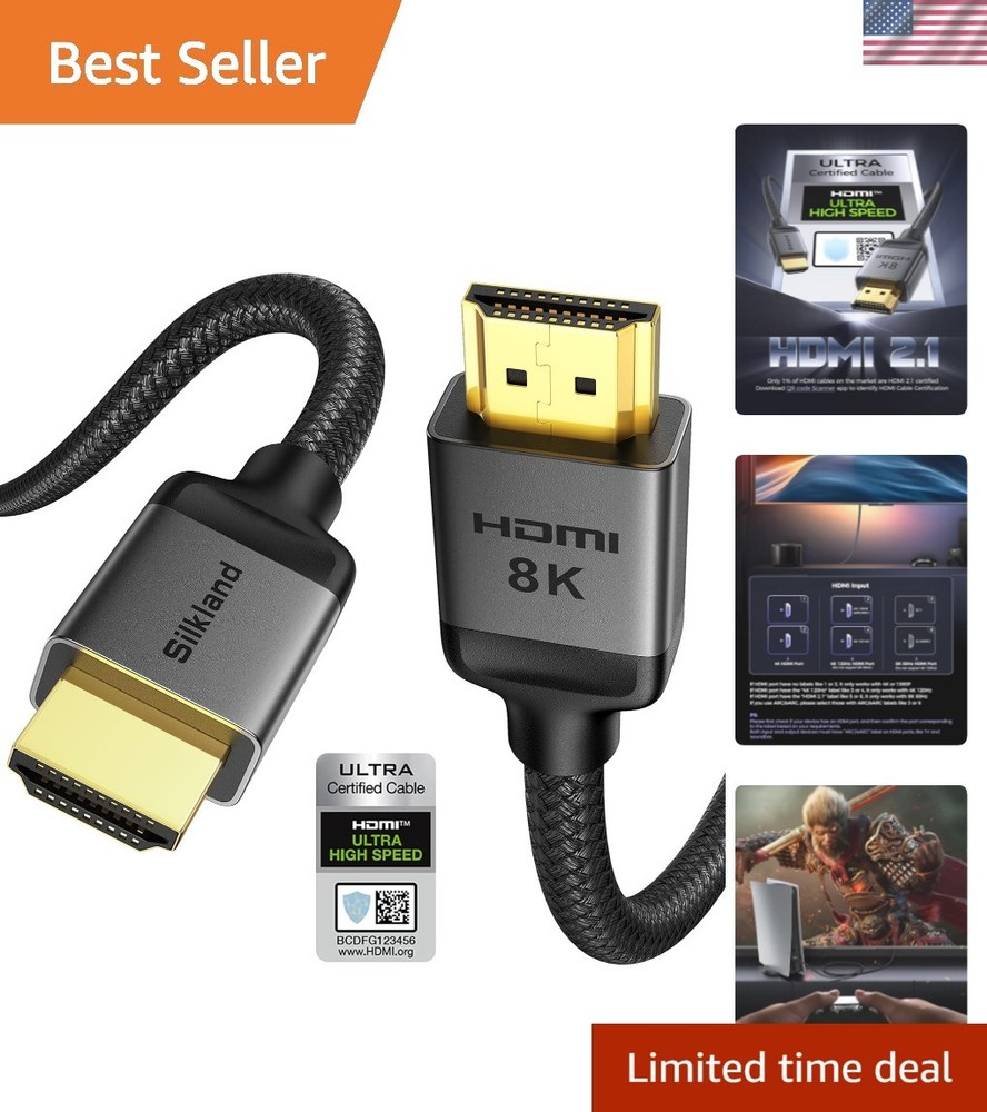 Certified HDMI 2.1 Cable, [4K@240Hz 144Hz 120Hz, 8K@60Hz] 1440P Ultra High Sp…