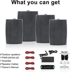 Herdio 4 Pack 6.5″ Outdoor Bluetooth Speakers 800W Total Waterproof Wall Patio