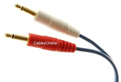 6ft CablesOnline 3.5mm Stereo Male to Dual (Rd/Wh) Mono 3.5mm Blue Audio Cable