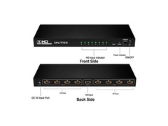4K HDMI Splitter 1 in 8 Out, Powered 8 Port hdmi splitters Multi Monitor Outputs