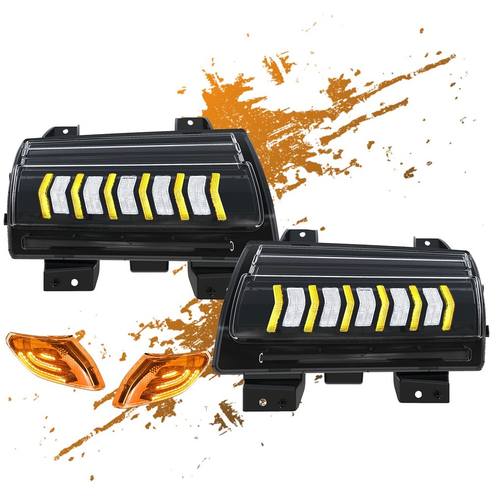 Smoke Lens LED Turn Signals Lights & Side Marker For 2018-2025 Jeep Wrangler JL