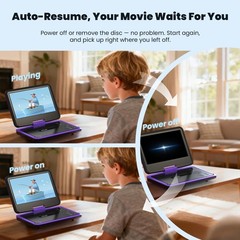 ieGeek 11.5″ Portable DVD Player for Kids and Car, 9.5″ 9.5inches, Purple