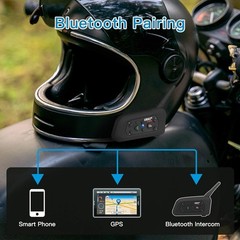 EJEAS V6 Pro Motorcycle Helmet Bluetooth Intercom, 2-Way 1200M V6-2, Black