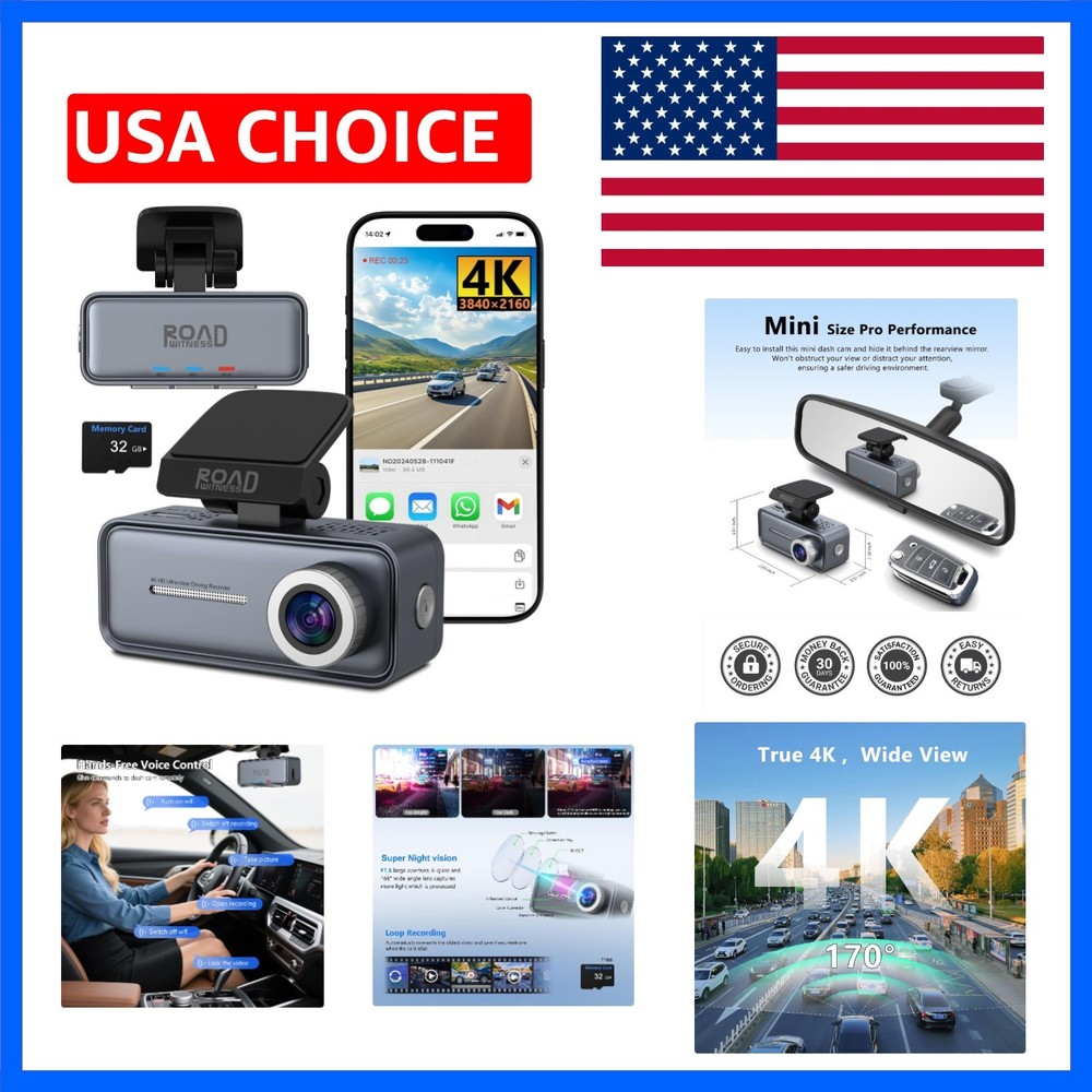 4K Mini Dash Cam Front，Front Dash Camera for Cars，WiFi Car Camera with Voice …